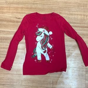 Little Girls 7/8 Unicorn Christmas Long Sleeve shirt from the childrens place